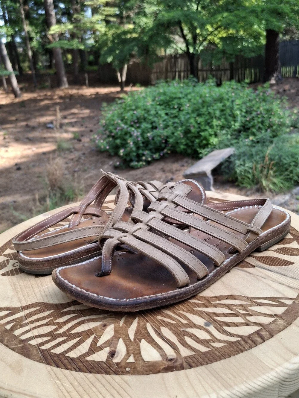 Rondini Saint Tropez Bikini Multi-Strap Roman Tan Leather Sandals Size 9